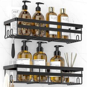 Adhesive Shower Caddy Shelf No Drill Bathroom Storage Organizer Rustproof 2 Pack